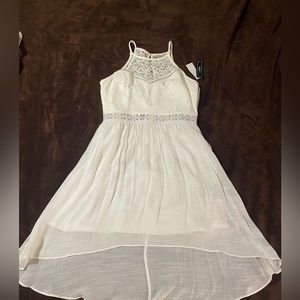 High low white lace dress